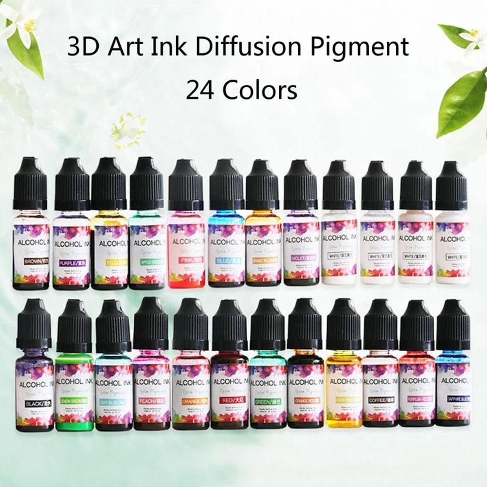 Clerance! 24 Colors Epoxy UV Resin Ink Pigment Liquid Colorant Set 10ml DIY Art Kit